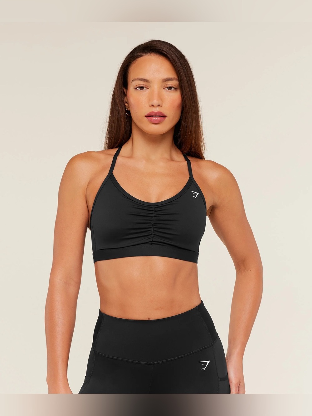 GYMSHARK Black Ruched Sports Bra size M